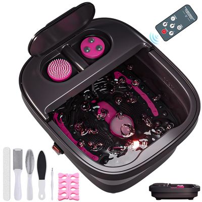 Aqvesane Collapsible Foot Bath, Foot Spa Bath Massager with Heat, Bubble, Remote Control, Temperature Control, 3 Pedicure Attachments, Feet Soaking Tub for Stress Relief