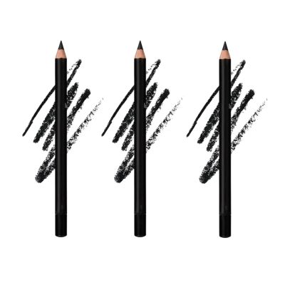 3 Pack 24 hr Waterproof Eyeliner Double Sharpenable Eye Pencil, 2 in 1 Eyeliner and Eyebrow Pencil, No Smudging, Fading, Smooth and Easy to Color (01# Black 3pcs)
