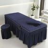 Blue/a,80x190cm(S),LDLCYCN Massage Table Bed Skirt with Face Hole Spa Massage Bed Cover with Skirt Beauty Salon Massage Mattress Cover Bedspread Breathable Beauty Bed Skirt Square Round Head view 1