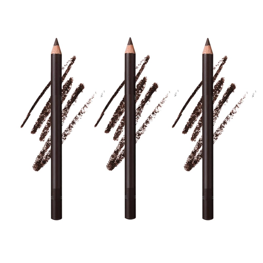 3 Pack 24 hr Waterproof Eyeliner Double Sharpenable Eye Pencil, 2 in 1 Eyeliner and Eyebrow Pencil, No Smudging, Fading, Smooth and Easy to Color (02# Dark Brown 3pcs)