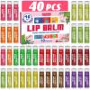 40 Pack Natural Lip Balm Bulk with Vitamin E and Coconut Oil - Moisturizing Dry Cracked Lips, Mini Chap Stick Gifts for Kids Women Men- 10 Flavors - Non-GMO view 1