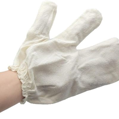 Garshana Gloves Raw Silk Massage Gloves Ayurvedic Massage, Raw Siilk Tool,Ayurvedic Massaged, Spa Hand Mittens With Elastic Wristband,Dry Brushing Exfoliator for Lymphatic Drainage.(White-1pcs)