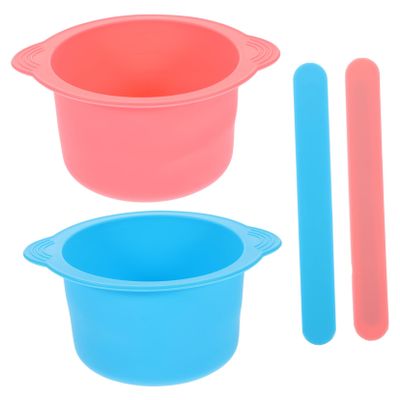 CALLARON 2set Wax Melting Bowl Set Silicone Mask Mixing Bowl Heat-resistant for Diy Masks Beauty Salon Accessory
