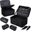 Costravio Makeup Bag Organizer Large Makeup Case Backpack Professional 2 Layers Cosmetic Storage Organizer Brush Slot with 3 Clear Set Bags for Makeup Artists with Shoulder Strap Adjustable Dividers view 1