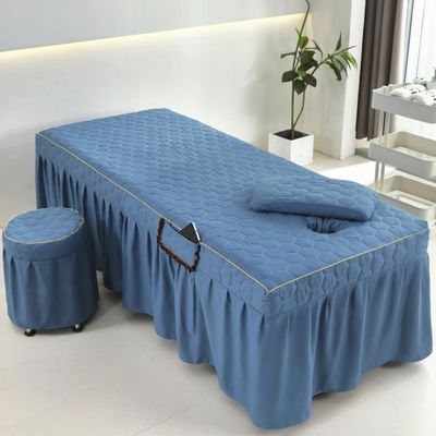 Blue/b,60x180cm(S),LDLCYCN Massage Table Bed Skirt with Face Hole Spa Massage Bed Cover with Skirt Beauty Salon Massage Mattress Cover Bedspread Breathable Beauty Bed Skirt Square Round Head