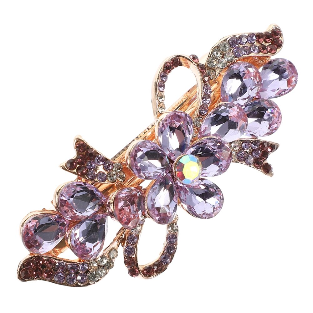 BIUDECO Rhinestone Hair Clips for Women Decorative Spring Barrette Set 2-Piece Aesthetic Hair Accessories Elegant Bling Styling Clips for Bridal and Everyday Use