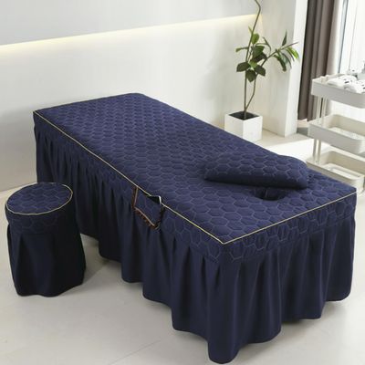 Blue/a,70x190cm(S),LDLCYCN Massage Table Bed Skirt with Face Hole Spa Massage Bed Cover with Skirt Beauty Salon Massage Mattress Cover Bedspread Breathable Beauty Bed Skirt Square Round Head
