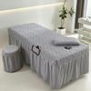 Grey,70x190cm(S),LDLCYCN Massage Table Bed Skirt with Face Hole Spa Massage Bed Cover with Skirt Beauty Salon Massage Mattress Cover Bedspread Breathable Beauty Bed Skirt Square Round Head view 1