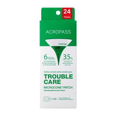 Acropass Trouble Care Microcone Acne Patch for Early Stage Pimple and Zits - Hydrocolloid, Niacimide Pimple Spot Treatment (Regular Size 24count)