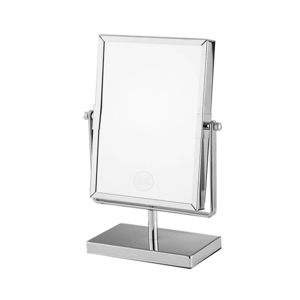BINGOHM Double-Sided Vanity Mirror, Elegant Desk Mirror for Makeup with Swivel Design, 2X/3X Magnifying Cosmetic Mirror for Bedroom or Bathroom,2X,Silver