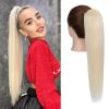 Charites Ponytail Extension, 14 Inch Claw Clip Ponytail Extension Human Hair Long Straight Jaw Clip in Real Hair Pony Tails Hairpieces for Women Platinum Blonde view 1