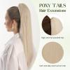 Charites Ponytail Extension, 14 Inch Claw Clip Ponytail Extension Human Hair Long Straight Jaw Clip in Real Hair Pony Tails Hairpieces for Women Platinum Blonde view 3