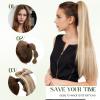 Charites Ponytail Extension, 14 Inch Claw Clip Ponytail Extension Human Hair Long Straight Jaw Clip in Real Hair Pony Tails Hairpieces for Women Platinum Blonde view 4