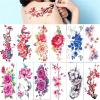 12Pcs Fake Temporary Tattoos Flower Girls Rose Peony Flash Waterproof Body Arm Art Shoulder DIY Women Sleeve Sticker view 1
