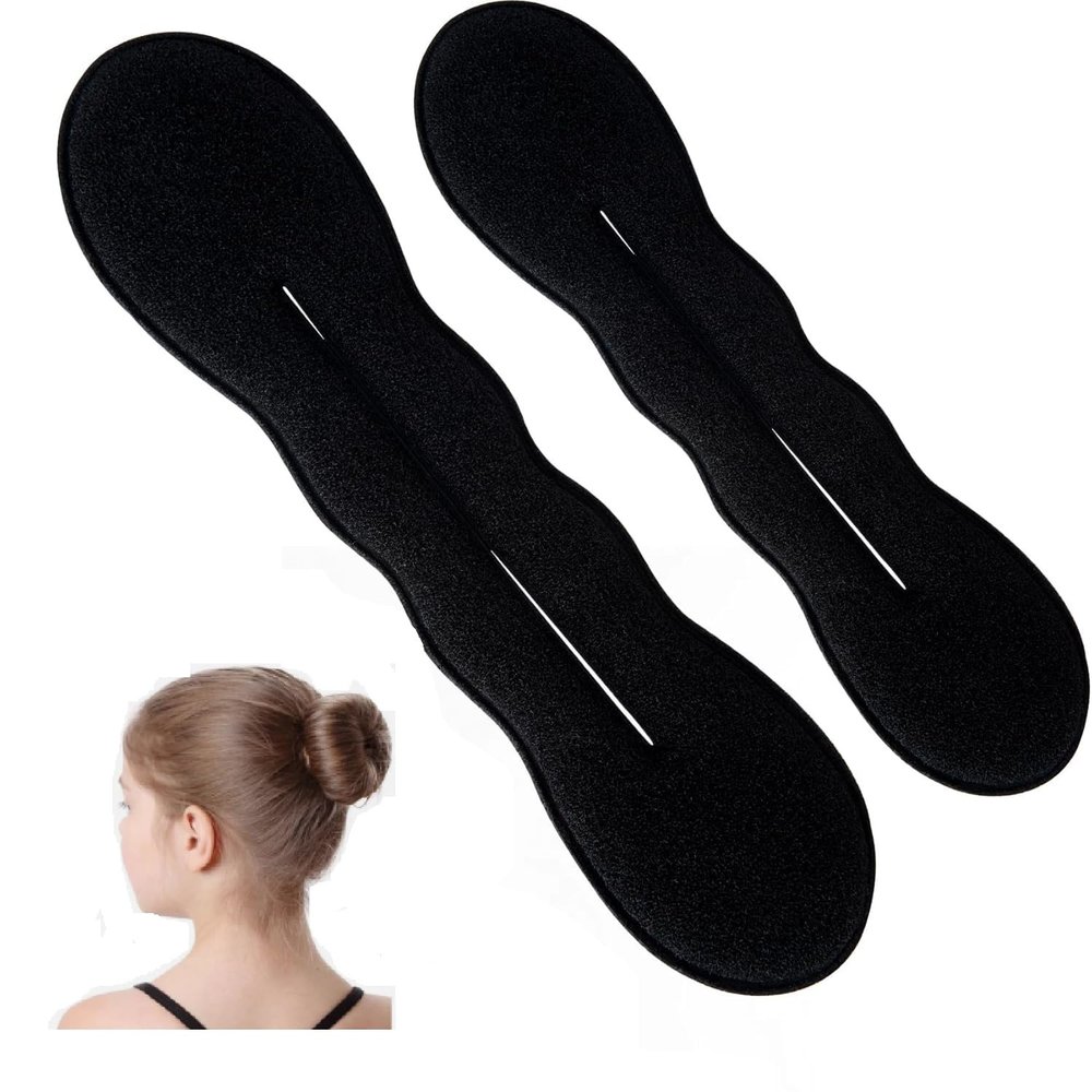 2Pcs Black Hair Bun Maker Foam Sponge Buns Shaper Lazy Hair Curler Bun Clip Quick Twister Hair Styling Accessories for Women Girls