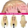 Belaved Lace Front Wigs Human Hair 613 Blonde Deep Wave 13x6 HD Transparent Curly Real Human Hair 180% Density Pre Plucked Glueless Lace Frontal Wig for Women Natural Hairline 24 Inch view 3