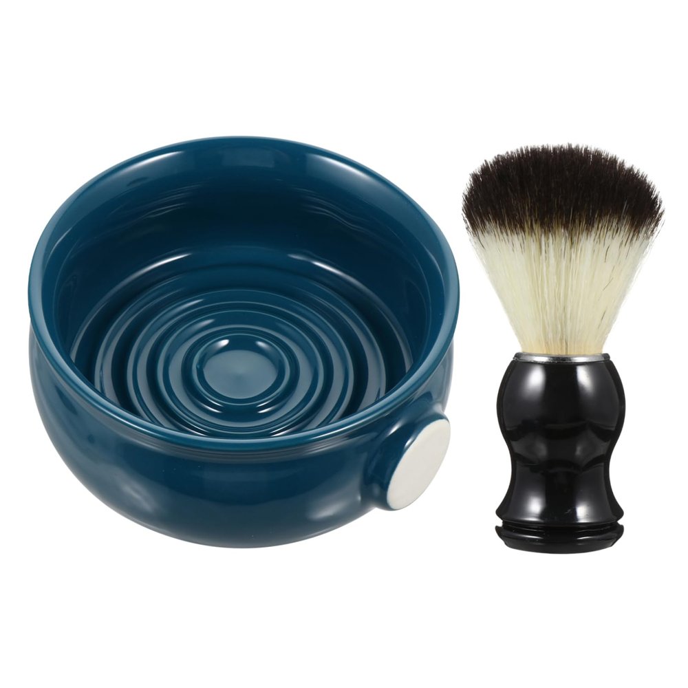 OUNONA 2Pcs Men Shaving Ceramic Shaving Bowl Brush Kit for Creating Easy to Clean for Home Travel Use Great present for Grooming Enthusiasts