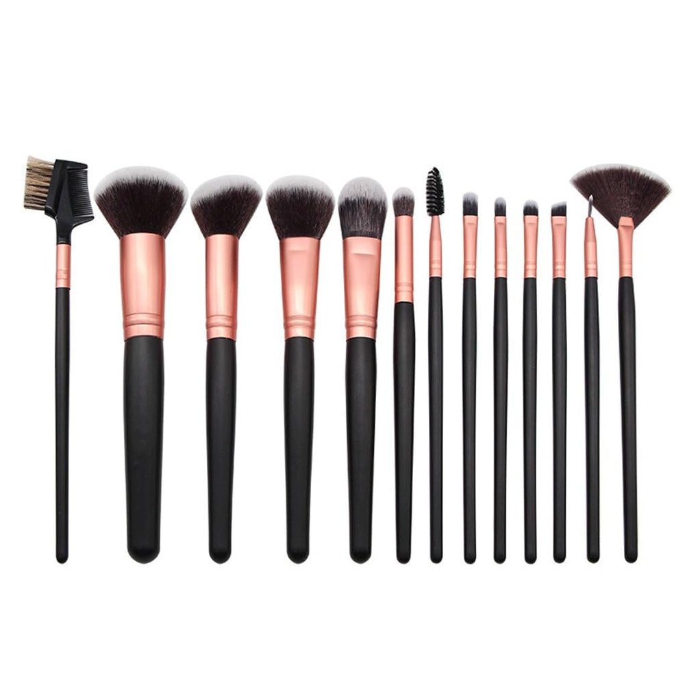 HIONJIN 13 black makeup brushes, complete set of powder eye shadow beauty tools