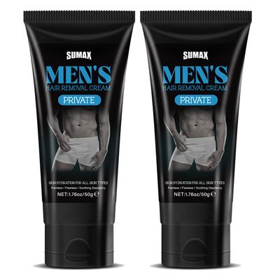 Hair Removal Cream, Intimate Hair Removal Cream for Men Painless Depilatory for Unwanted Male Hair In Intimate/Private Area, Suitable for All Skin Types,2 Pack