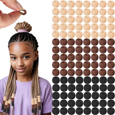 120 Pcs Silicone Hair Beads for Women Girls Braids, Soft Colorful Pony Beads Bulk for Kids Girls Women Hair Accessories for Braids (Dark Brown)