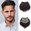 0.06mm Full PU Frontal Hairpiece For Men Toupee Natural Hairline Forehead Hair Piece Patch Invisible Seamless Ultra Thin Skin PU Human Hair Toppers Replacement Black/Brown Color (#2, 3x16inch) view 1