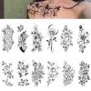 12 Sheets Health Beauty Black Flower Rose Temporary Tattoos Flash Art Body Arm Women Sleeve Waterproof Fake Tatoo Sticker view 1