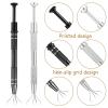 2 PCS Piercing Ball Grabber Tool Stainless Steel Jeweler Pick Up Tool Diamond Claw Tweezers 4 Claw Gem Picker Tool Pink Chip Pick for Small Parts Pickup (Black & Silver) view 3