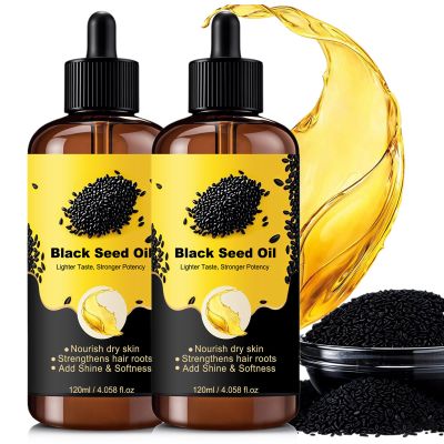120ml Black Seed Oil, Black Seed Oil Organic Cold Pressed, Strengthens Hair, Nourish Dry Skin And Add Gloss & Softness (2pcs)