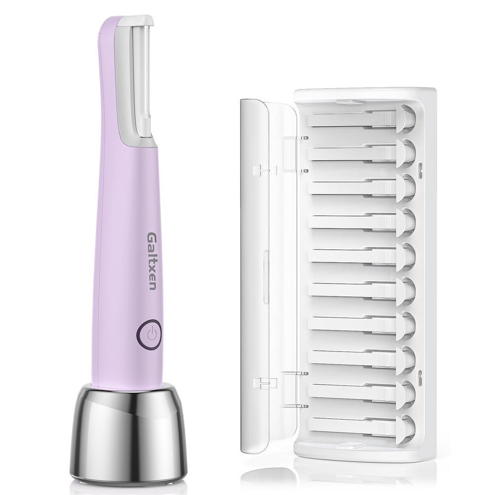 Galtxen Sonic Dermaplaning Tool for Women, Rechargeable Face Dermaplane Razor Sonic Edge Technology for Facial Hair, Exfoliating and Peach Fuzz, 10 Refill Blades Purple