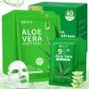 30 Pack Aloe Vera Gel and 30 Pack Face Masks Skincare, Aloe Vera Gel and Facial Mask for Face, Hair, Body, Skin, Bulk Travel Size Aloe Gel and Mask for Sunburn Relief view 1