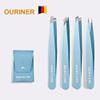Professional Manicure Tool Set, 4-Piece Stainless Steel Eyebrow Tweezers with Blue Storage Case view 4
