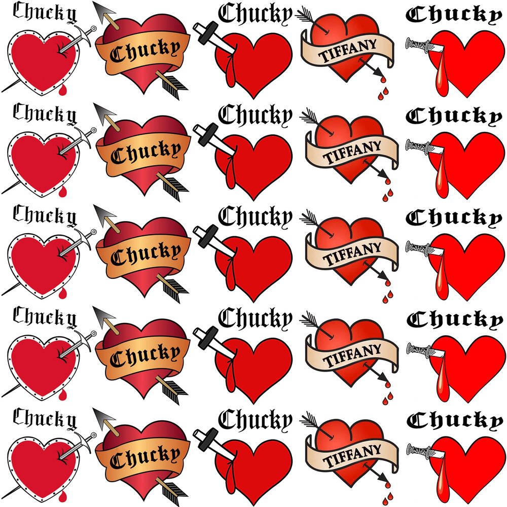 25 PCS Bride Of Chucky Tattoo Heart, Tiffany Costume Bride Of Chucky Temporary Tattoos For Women Girls, Fake Chucky Heart Tattoo Stickers, Halloween Accessory Zombie Chucky Makeup Kit