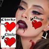 25 PCS Bride Of Chucky Tattoo Heart, Tiffany Costume Bride Of Chucky Temporary Tattoos For Women Girls, Fake Chucky Heart Tattoo Stickers, Halloween Accessory Zombie Chucky Makeup Kit view 3