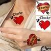 25 PCS Bride Of Chucky Tattoo Heart, Tiffany Costume Bride Of Chucky Temporary Tattoos For Women Girls, Fake Chucky Heart Tattoo Stickers, Halloween Accessory Zombie Chucky Makeup Kit view 4