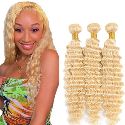Color 613 Bundles Human Hair Blonde Deep Wave Bundles 16 18 20 Inch Unprocessed Brazilian Virgin Hair Extensions