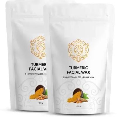 KP Turmeric Facial Wax Powder for women, 5 min Painless Natural Face Hair Removal Waxing Powder, Easy to use at home, No chemicals - No Irritation, No Skin rashes. (100g) PACK OF (2)