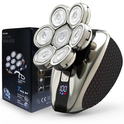 7D Head Shavers for Bald Men, Water Proof Electric Razor for Men with LED Display, Detachable Wet/Dry Anti-Pinch Head Shavers, Shaving Grooming Kit for Balder, Perfect for Home & TravelBlack