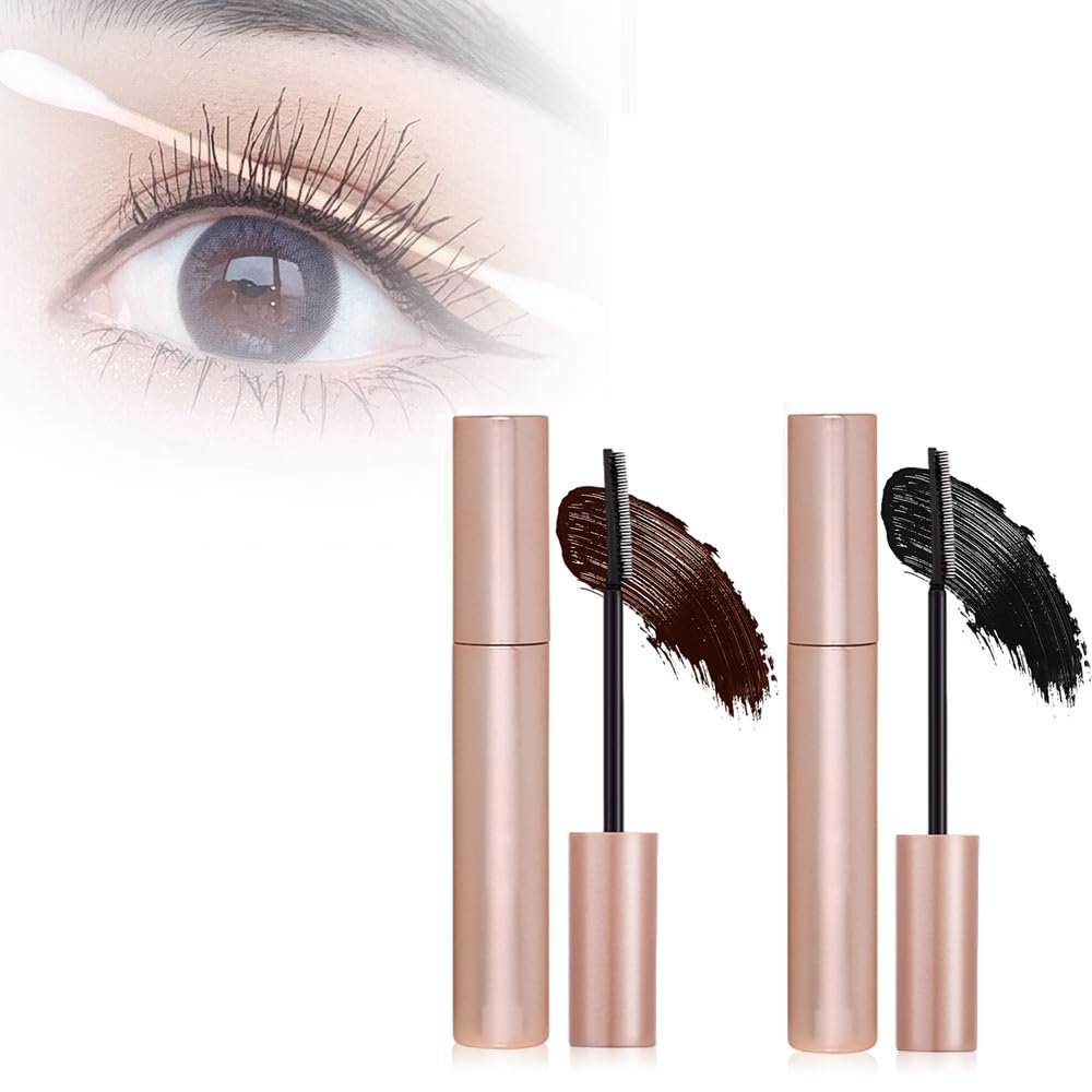 2025 New Lengthening and Curling Mascara, Sweat-proof Volumizing for Dramatic Lashes, Smudge Resistant Mascara for Oily Skin, Eye Makeup for Busy Women (Black+Brown)