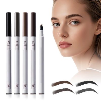 2PC Microblading Eyebrow Pencil2025 New Magic Eyebrow Pen 3D Waterproof Brow Pencil,Tattoo Pencil with 4 Fork Tip Fine Stroke, Long Lasting Define & Shape Contouring Pen (Mix Color)