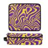 2-in-1 Curling Iron Travel Case with Removable Heat Resistant Mat Curling Iron Travel Holder Storage Bag for Flat Irons, Straighteners, Curling Irons, Purple and Yellow Lines Trippy Portable view 3