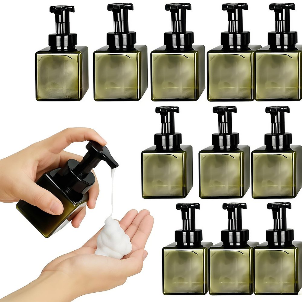 12 Piece 250ml Foam Soap Dispenser, Travel Foam Dispenser. Refillable Plastic Pump Hand Soap Bottle, Travel Essentials, Clear Container for Bathroom Vanity