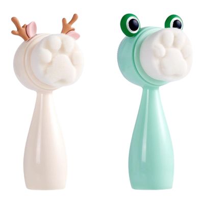 Double Sides Face Brushs, 3D Stand Vertical Silicone Facial Wash Brush, 2 in 1 Facial Cleansing Brush Manual Dual-Action Face Brush for Sensitive, Delicate, Dry Skin