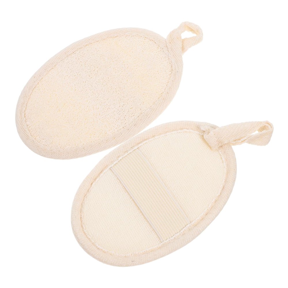 HAPINARY Natural Loofah Shower Scrubber Pads 2pcs Exfoliating Bath Sponge for Men and Women Body Wash Exfoliator Skin Smoother for Spa and Daily Shower