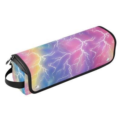 2 in 1 Hair Tools Organizer and Heat Resistant Mat Waterproof Flat Curling Irong Travel Organizer for Flat Iron Hot Tools and Haircare Accessories, Lightning Bolts Rainbow Color Portable