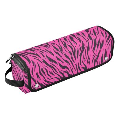 2 in 1 Hair Tools Organizer with Heat Resistant Mat Heating Tools Travel Bag Organizer for Curling Iron Straightener Flat Hair Dryer, Animal Skin Leopard Purple Black Trave Case for Women