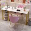 CxlQuarxian Manicure Table for Nail Tech, Marble Finish Nail Desk with Gold Frame, Spacious Workstation for Home, Office Beauty Salon, Spa, Use(31.4in) view 3