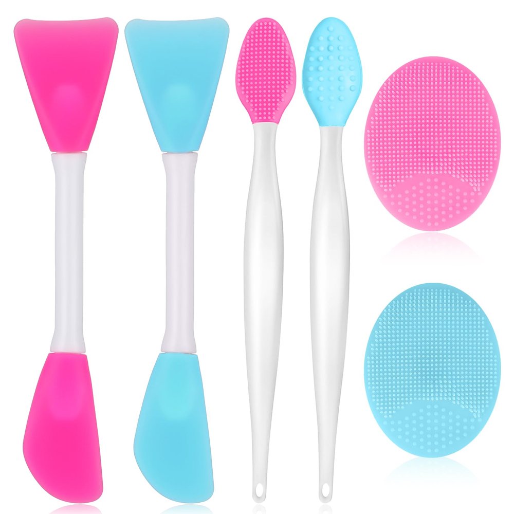 6pcs Face Mask Applicator, Silicone Face Brush Set, Pore Brush, 2Pcs Pore Cleaning Brush 2Pcs Exfoliating Lip Brushes 2PCS Face Mask Brushes Skin Care Tool, Blackhead Face Exfoliator Skin Care Tool