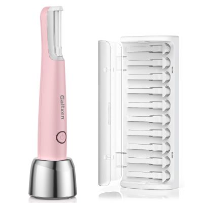 Sonic Dermaplaning Tool for Women, Rechargeable Face Dermaplane Razor Sonic Edge Technology for Facial Hair, Exfoliating and Peach Fuzz, 10 Refill Blades Pink