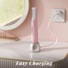 Sonic Dermaplaning Tool for Women, Rechargeable Face Dermaplane Razor Sonic Edge Technology for Facial Hair, Exfoliating and Peach Fuzz, 10 Refill Blades Pink view 4