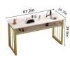 CxlQuarxian Manicure Table for Nail Tech, Marble Finish Nail Desk with Gold Frame, Spacious Workstation for Home, Office Beauty Salon, Spa, Use(47.2in) view 2